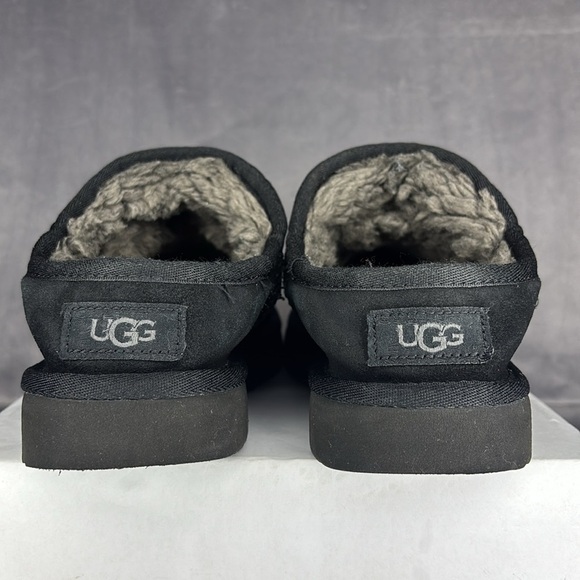 ✨UGG Classic Black Suede Shearling Slippers Clogs Women’s Size 9✨ - Picture 4 of 9
